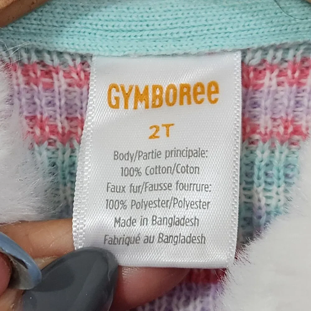 Gymboree Girls Fair Isle Hoodie Cardigan Sweater Iced Mint Baby Girls 2T Toddler